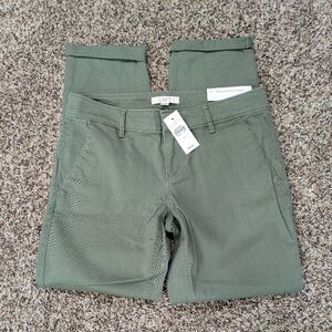 Jeans Sz 0 Green LOFT Girlfriend Chino Low Rise Jean With Pockets.